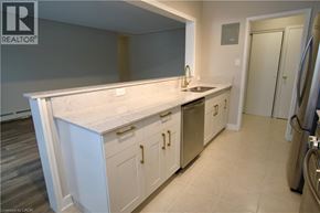 Kitchener apartment for rent - A kitchen with white cabinets and a marble countertop.