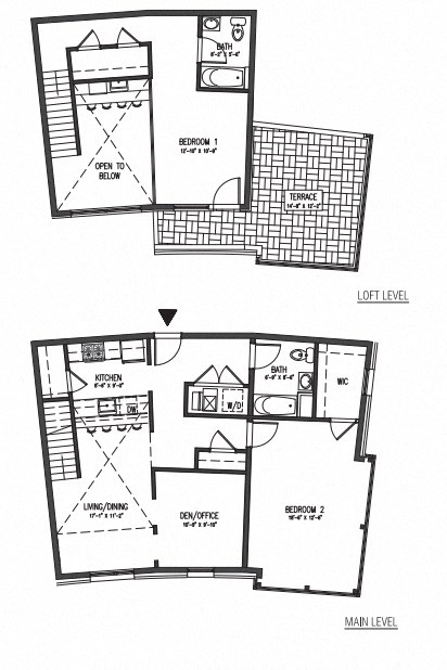 Floor plan for 2 beds, 2 baths, 1248 sqft