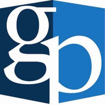 Toronto apartment for rent - The image is a logo with the letters "g" and "p" in white on a blue background.