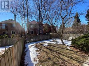 Mississauga (Creditview) house for rent - A backyard with a wooden fence and a tree with no leaves.