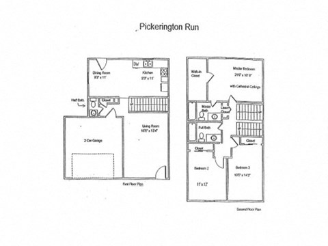 Floor plan for 3 beds, 2.5 baths, 1500 sqft