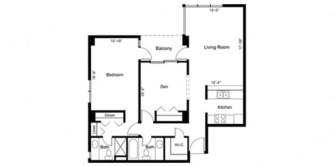 Floor plan for 2 beds, 2 baths, 931 sqft