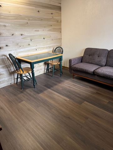 Buchanan apartment for rent - A grey couch sits next to a table with a chair.