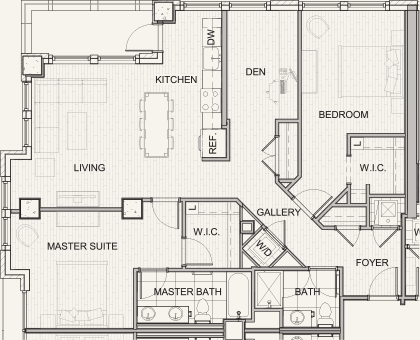 Floor plan for 2 beds, 2 baths, 1360 sqft
