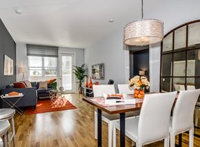 East Rutherford apartment for rent - Dining Area With Living Space at The Monarch, East Rutherford, NJ, 07073
