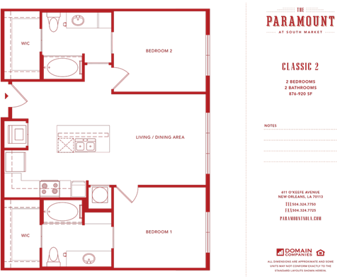 Floor plan for 2 beds, 2 baths, 920 sqft