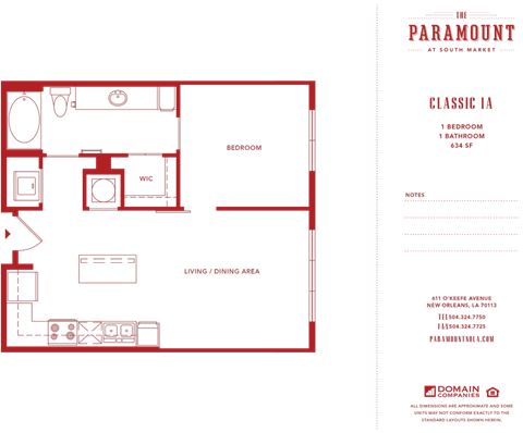 Floor plan for 1 bed, 1 bath, 646 sqft