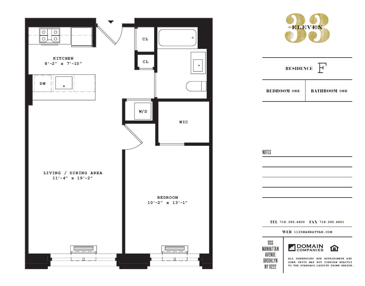 Floor plan for 1 bed, 1 bath, 655 sqft