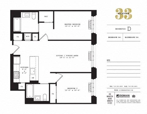 Floor plan for 2 beds, 2 baths, 937 sqft