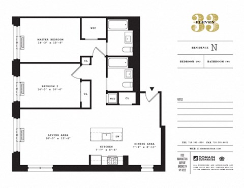 Floor plan for 2 beds, 2 baths, 1187 sqft