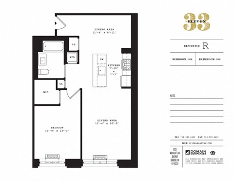 Floor plan for 1 bed, 1 bath, 812 sqft