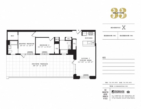 Floor plan for 2 beds, 2 baths, 1013 sqft