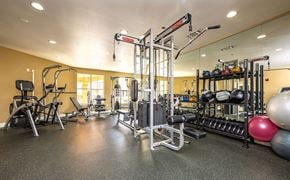 New Orleans apartment for rent - A gym with a variety of equipment including weights and machines.