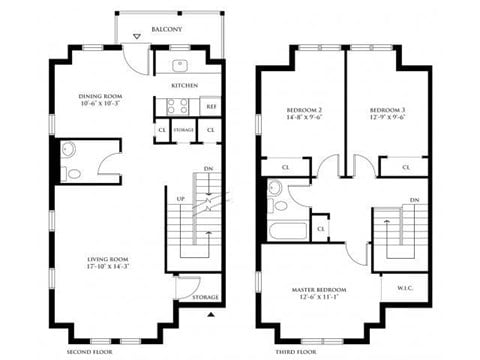 Floor plan for 3 beds, 1.5 baths, 1331 sqft