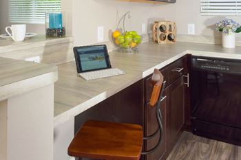 Kitchen with built-in desk usb outlet