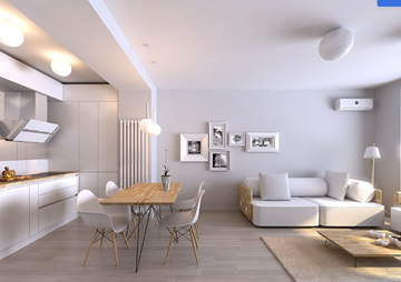Garland apartment for rent - A modern kitchen with a dining table and chairs.