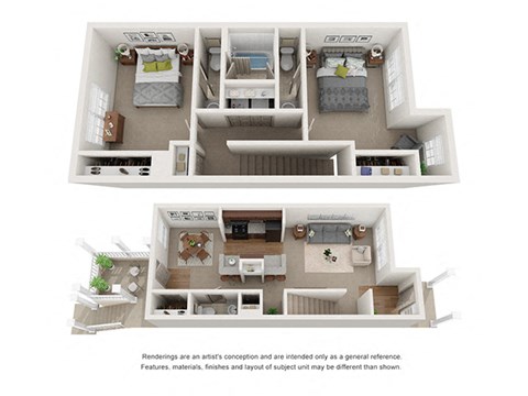 Floor plan for 2 beds, 1.5 baths, 1146 sqft
