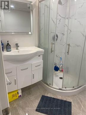 Milton (Co Coates) house for rent - A bathroom with a sink, mirror, and shower.