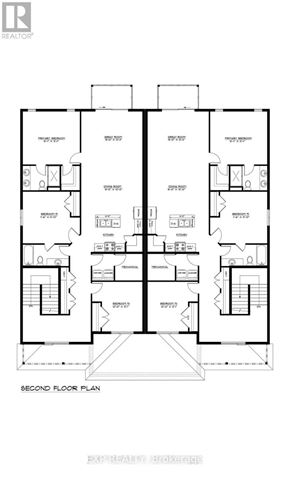 For rent in Russell - A black and white image of a second floor plan for a building.