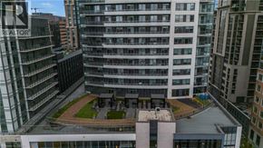 Hamilton apartment for rent - A view of a courtyard surrounded by high-rise buildings.
