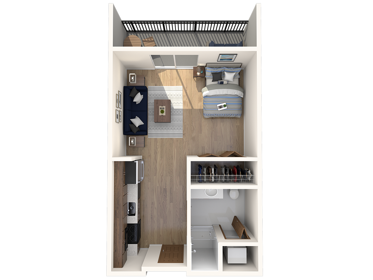 Floor plan for studio, 1 bath, 471 sqft