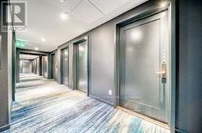 Toronto (Church-Yonge Corridor) condo for rent - A hallway with a carpeted floor and a series of doors on the right side.