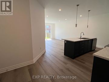 Niagara Falls (Brown) house for rent - A kitchen with a sink and cabinets is shown in this image.