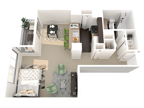 Floor plan for studio, 1 bath, 561 sqft