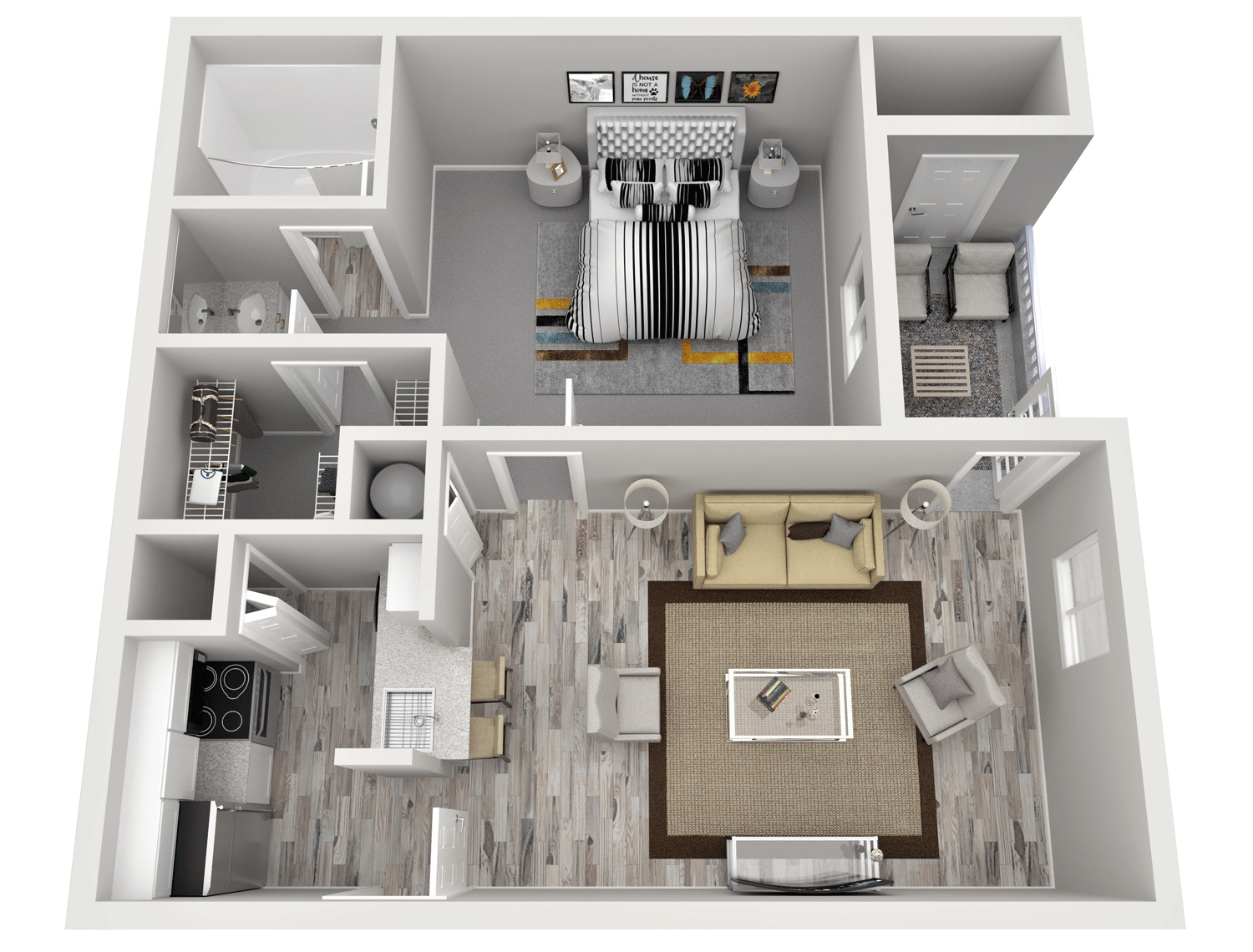 Floor plan for 1 bed, 1 bath, 550 sqft