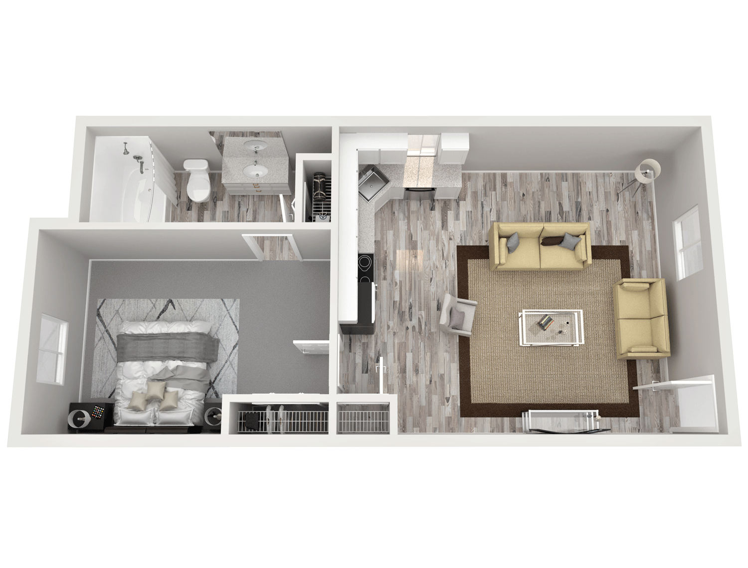 Floor plan for studio, 1 bath, 450 sqft