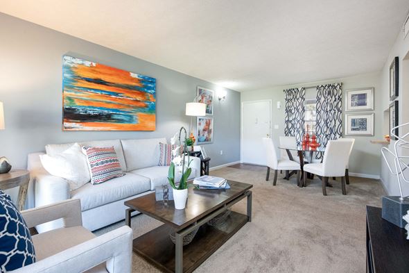 Tampa apartment for rent - a living room with a couch and a coffee table