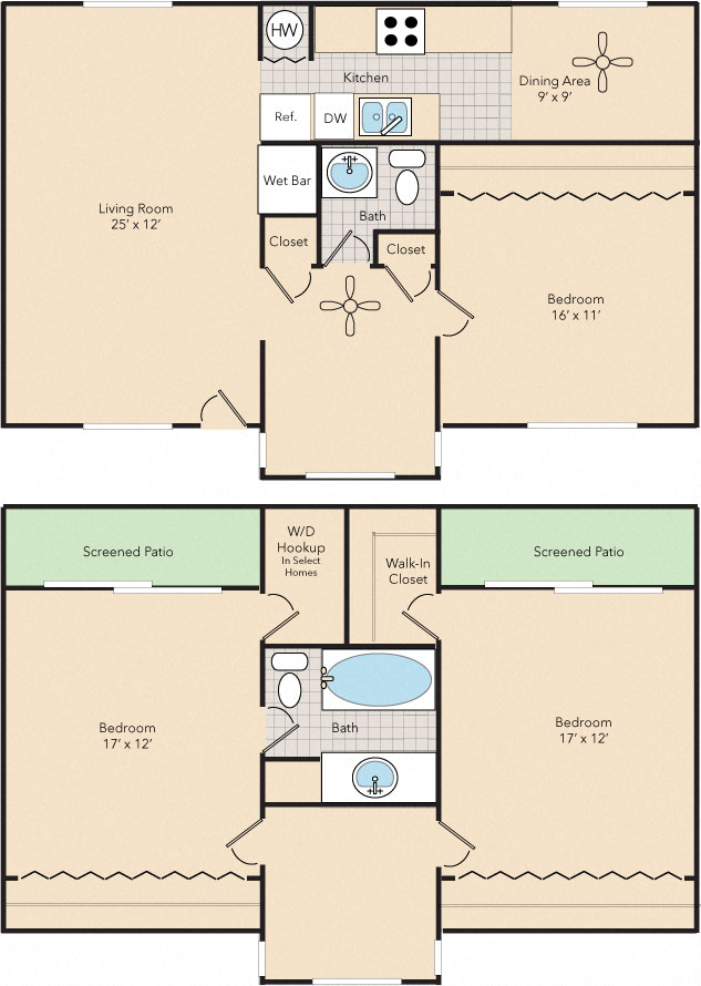 Floor plan for 3 beds, 1.5 baths, 1495 sqft