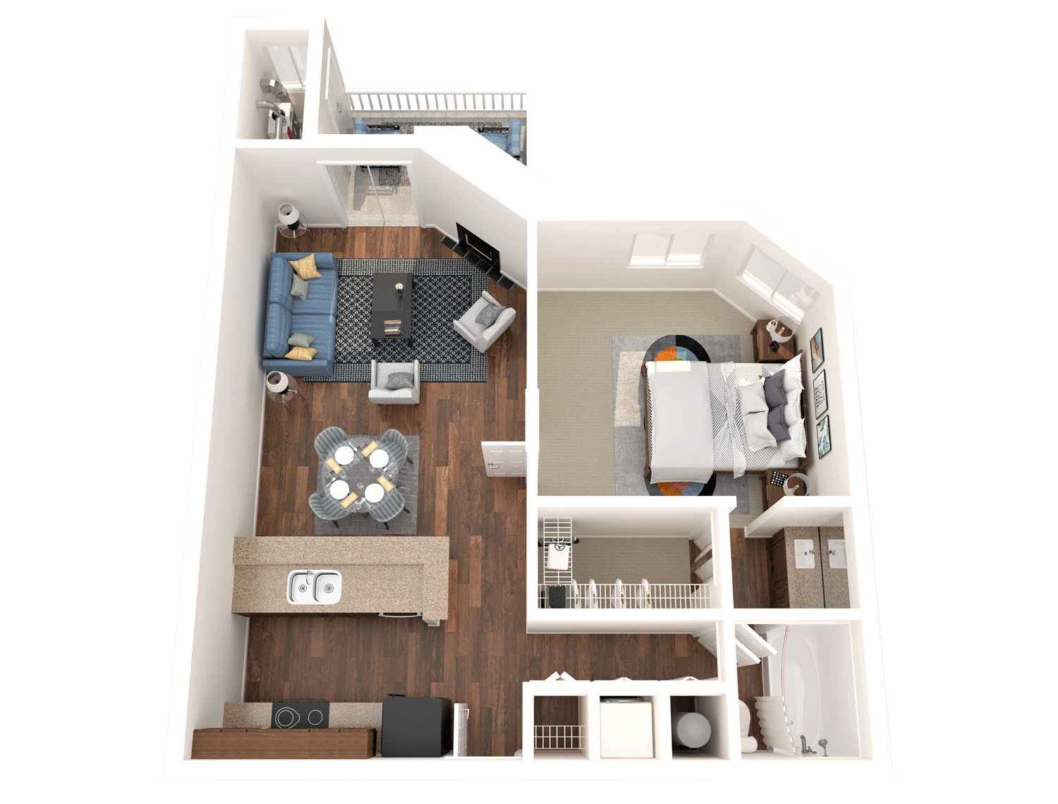 Floor plan for 1 bed, 1 bath, 800 sqft