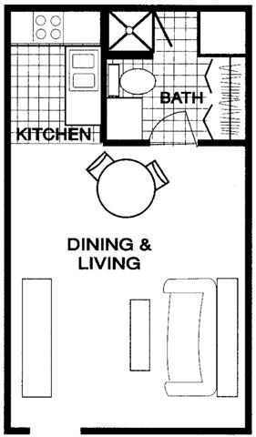 Floor plan for studio, 1 bath, 1413 sqft