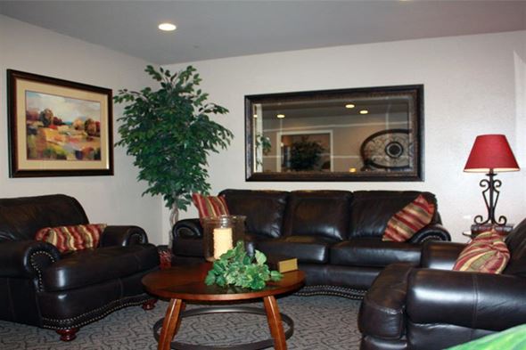 Guadalupe apartment for rent - a living room with leather couches and a table
