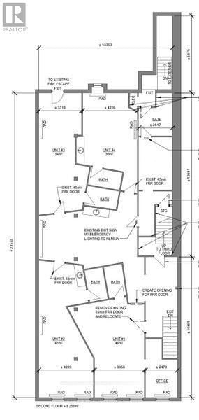 For rent in Belleville (Belleville Ward) - A detailed architectural floor plan of a building with labeled rooms and measurements.