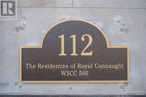 Hamilton (Beasley) condo for rent - A sign that reads "112 The Residences of Royal Connaught WSCC 566" is displayed on a wall.