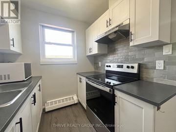 London South (South I) multi-family for rent - A kitchen with white cabinets and a black stove top oven.