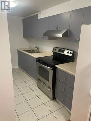 Markham (Cedarwood) apartment for rent - A kitchen with a stove, sink, and cabinets.