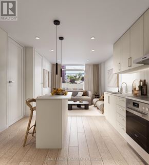 Ottawa apartment for rent - A modern kitchen with a dining table and chairs.