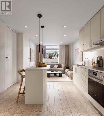 Ottawa apartment for rent - A modern kitchen with a dining table and chairs.