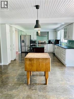 Fort Erie apartment for rent - A kitchen with a wooden box on the floor.