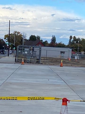 Modesto apartment for rent - A construction site is cordoned off with yellow caution tape.
