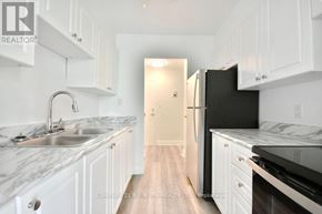 Barrie (Wellington) multi-family for rent - A kitchen with white cabinets and a marble countertop.