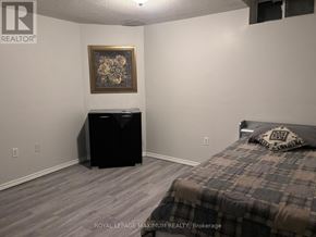 Brampton (Bram East) apartment for rent - A white kitchen with a fridge, a counter, and a painting on the wall.