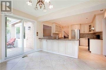 Markham (Unionville) apartment for rent - A spacious kitchen with white cabinets and a refrigerator.