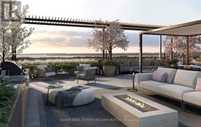 Burlington (Lasalle) condo for rent - A modern outdoor seating area with a view of the water.