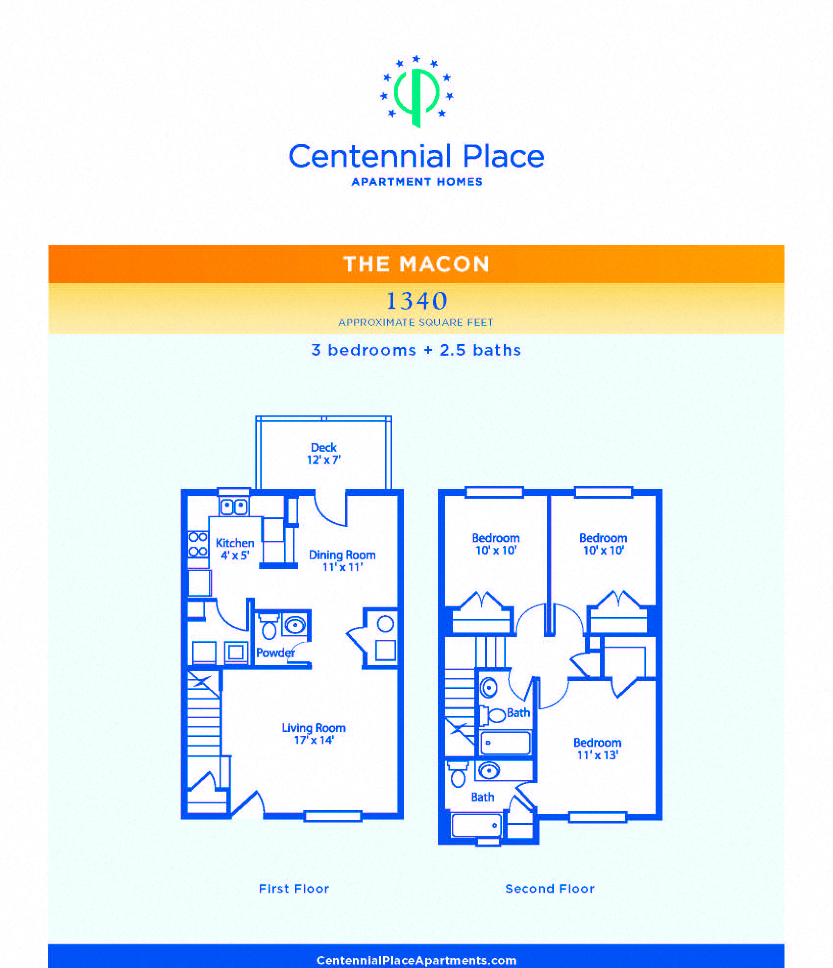 Floor plan for 3 beds, 2.5 baths, 1866 sqft