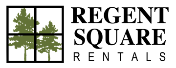 Pittsburgh apartment for rent - Four green trees are shown in a symmetrical pattern.