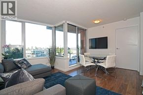 West Vancouver apartment for rent - A living room with a grey couch, a white table and a television.
